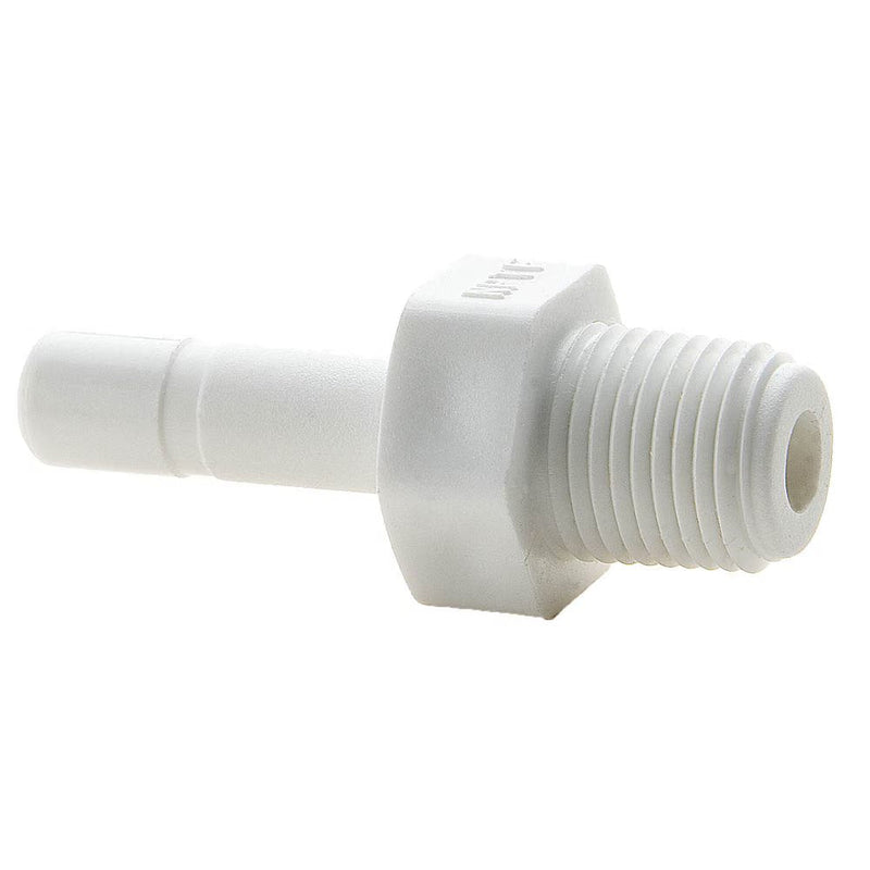 PP4TMC2 by Parker | TrueSeal™ Threaded Fittings | 1/4" Tube Stem Adapter x 1/8" Male NPTF Thread | 1.44" Length | Straight | White | Polypropylene