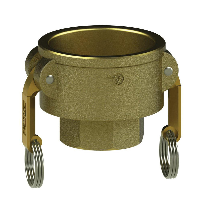 62204030 (40X30D) by PT-Coupling | Reducing Cam & Groove Adapter | Type D | 4" Coupler x 3" Female NPT | Brass | Buna-N Seal