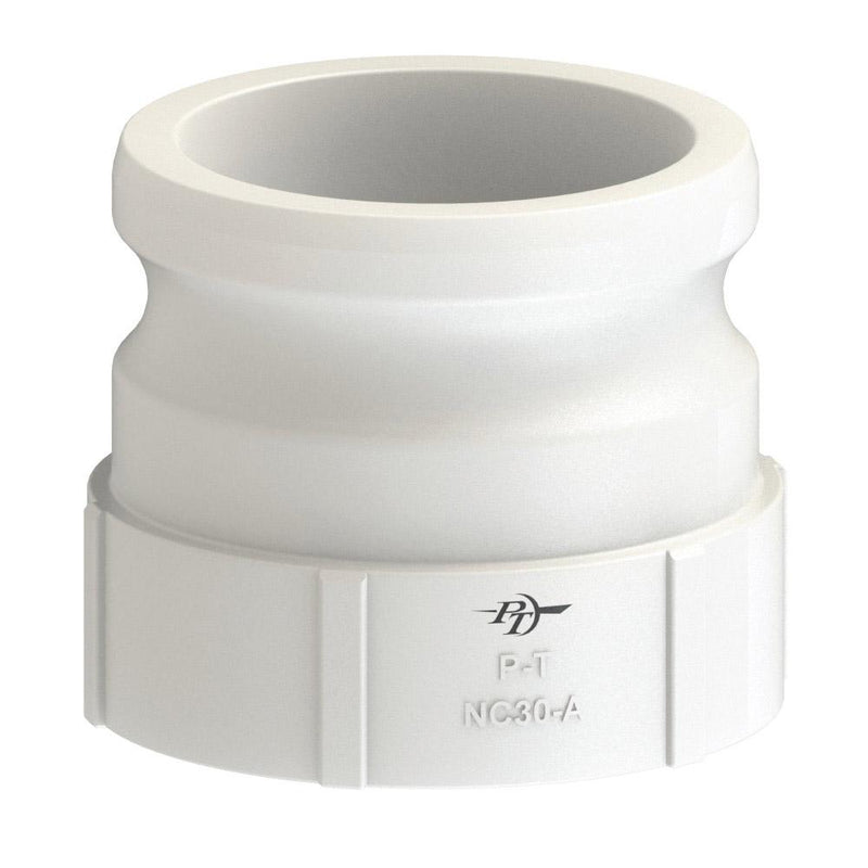 2770130 (30A) by PT-Coupling | Cam & Groove Adapter | Type A | 3" Adapter x 3" Female NPT | Food Grade Polypropylene