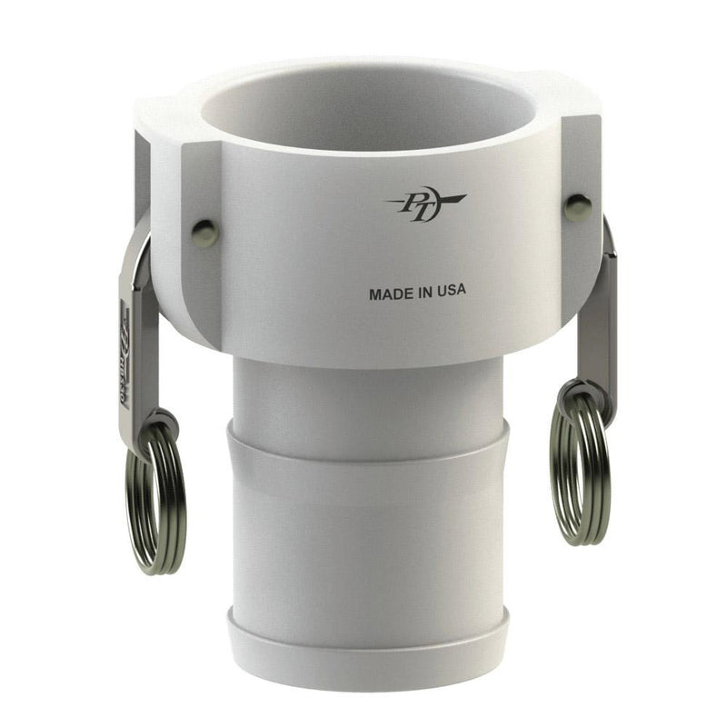 2770340 (40C) by PT-Coupling | Cam & Groove Fitting | Type C | 4" Coupler x 4" Hose Shank | Food Grade Polypropylene | Buna-N Seal