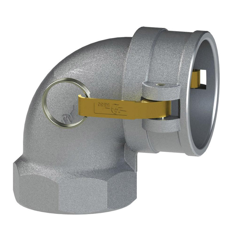 6048000103 (25LD) by PT-Coupling | Cam & Groove Adapter | Type LD | 90° Elbow | 2-1/2" Coupler x 2-1/2" Female NPT | Aluminum/HB | Buna-N Seal