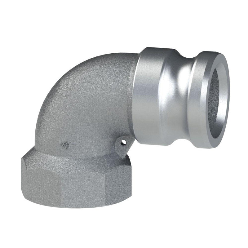 60491500 (15LA) by PT-Coupling | Cam & Groove Adapter | Type LA | 90° Elbow | 1-1/2" Adapter x 1-1/2" Female NPT | Aluminum