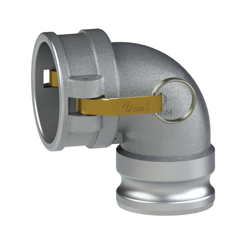 6050000068 (40CAL) by PT-Coupling | Cam & Groove Adapter | Type CAL | 90° Elbow | 4" Coupler x 4" Adapter | Aluminum/HB | Buna-N Seal