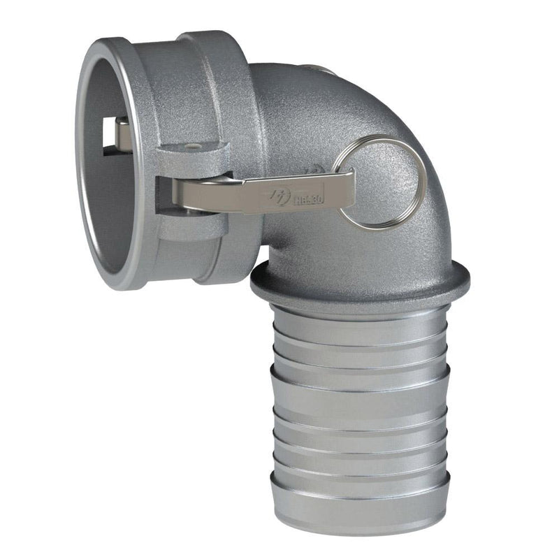 60501200 (12CL) by PT-Coupling | Cam & Groove Adapter | Type CL | 90° Elbow | 1-1/4" Coupler x 1-1/4" Hose Shank | Aluminum/HBS | Buna-N Seal