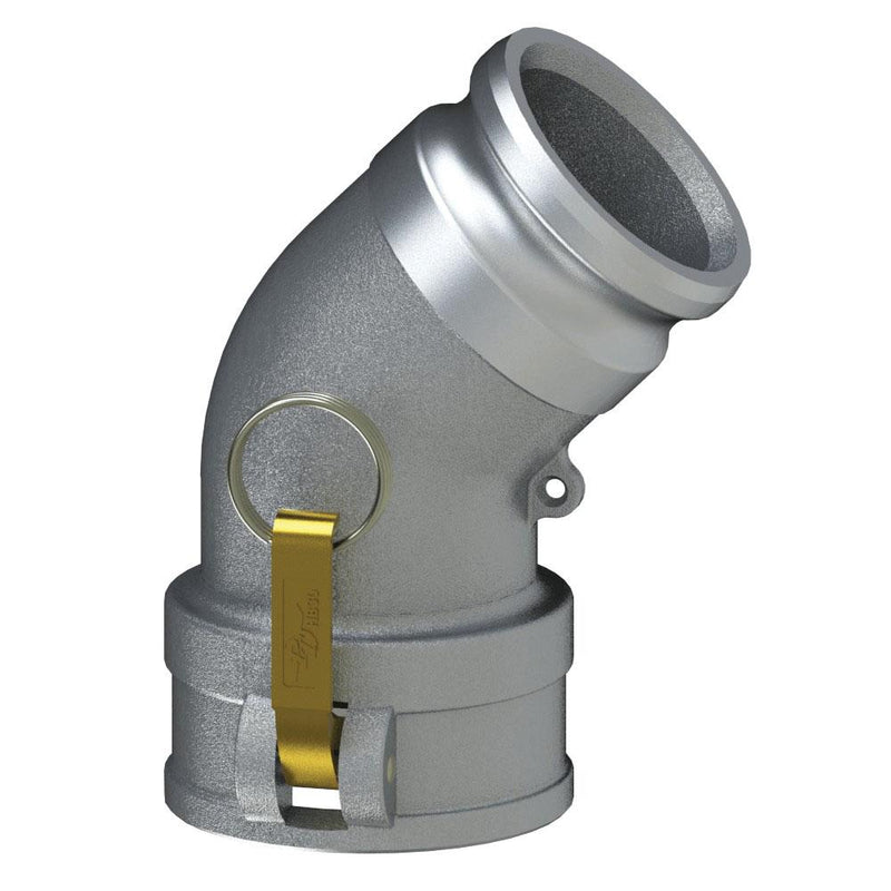 6050313046 (30CAL-45 Deg) by PT-Coupling | Cam & Groove Adapter | Type CAL | 45° Elbow | 3" Coupler x 3" Adapter | Aluminum/HB | Buna-N Seal