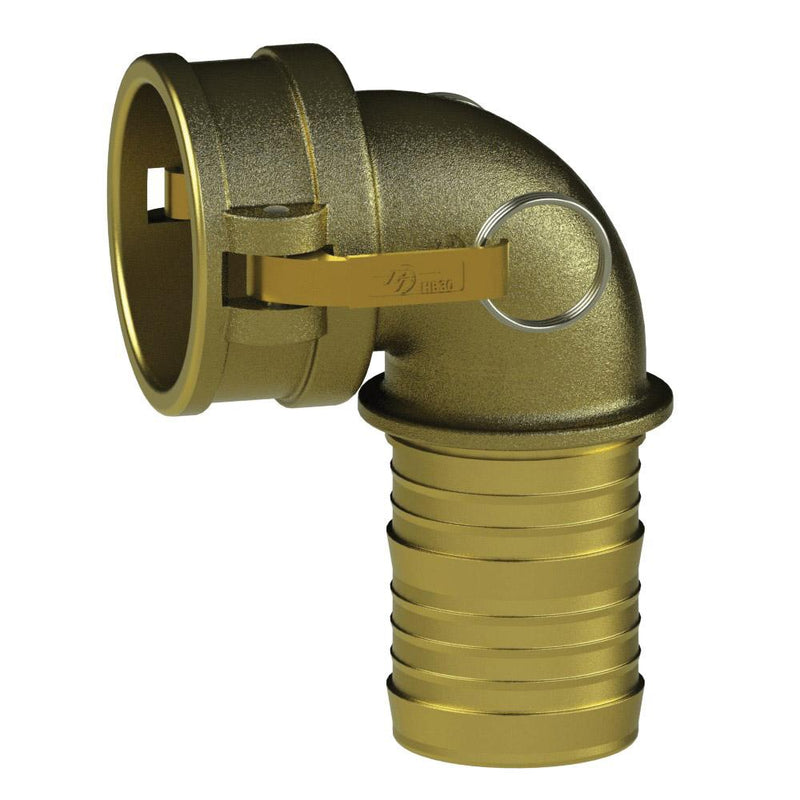62501200 (12CL) by PT-Coupling | Cam & Groove Adapter | Type CL | 90° Elbow | 1-1/4" Coupler x 1-1/4" Hose Shank | Brass | Buna-N Seal