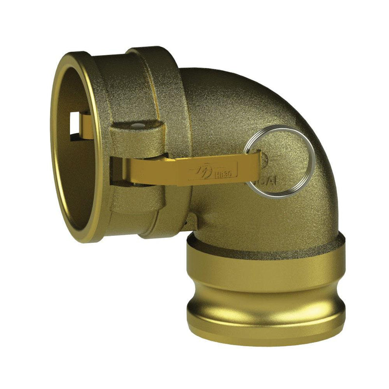 62503130 (30CAL) by PT-Coupling | Cam & Groove Adapter | Type CAL | 90° Elbow | 3" Coupler x 3" Adapter | Brass | Buna-N Seal