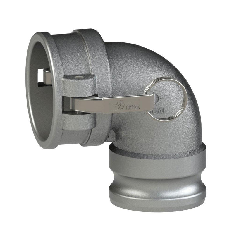 64504140 (40CAL) by PT-Coupling | Cam & Groove Adapter | Type CAL | 90° Elbow | 4" Coupler x 4" Adapter | 316 Stainless Steel | Buna-N Seal