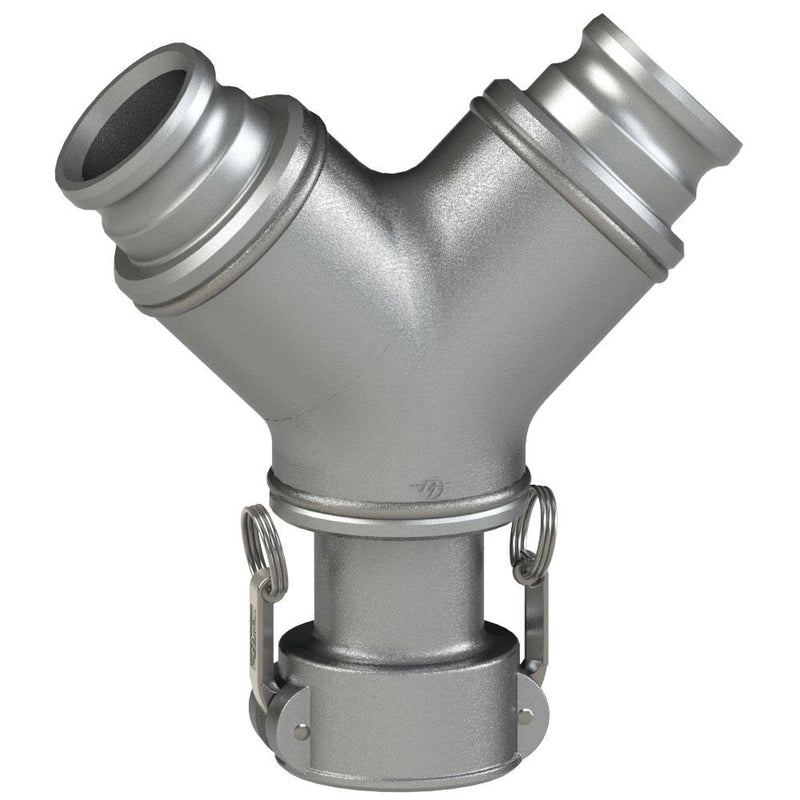 64592020 (20CX20AY) by PT-Coupling | Cam & Groove Y Adapter | Type CXAY | 2" Coupler x 2" Adapter x 2" Adapter | 316 Stainless Steel | Buna-N Seal