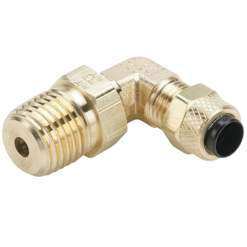 169PS-8-6 by Parker | Poly-Tite Fittings | 1/2" Tube Size x 3/8" Male Pipe Thread | .500" Hex | 90° Elbow | Brass | Pack of 10