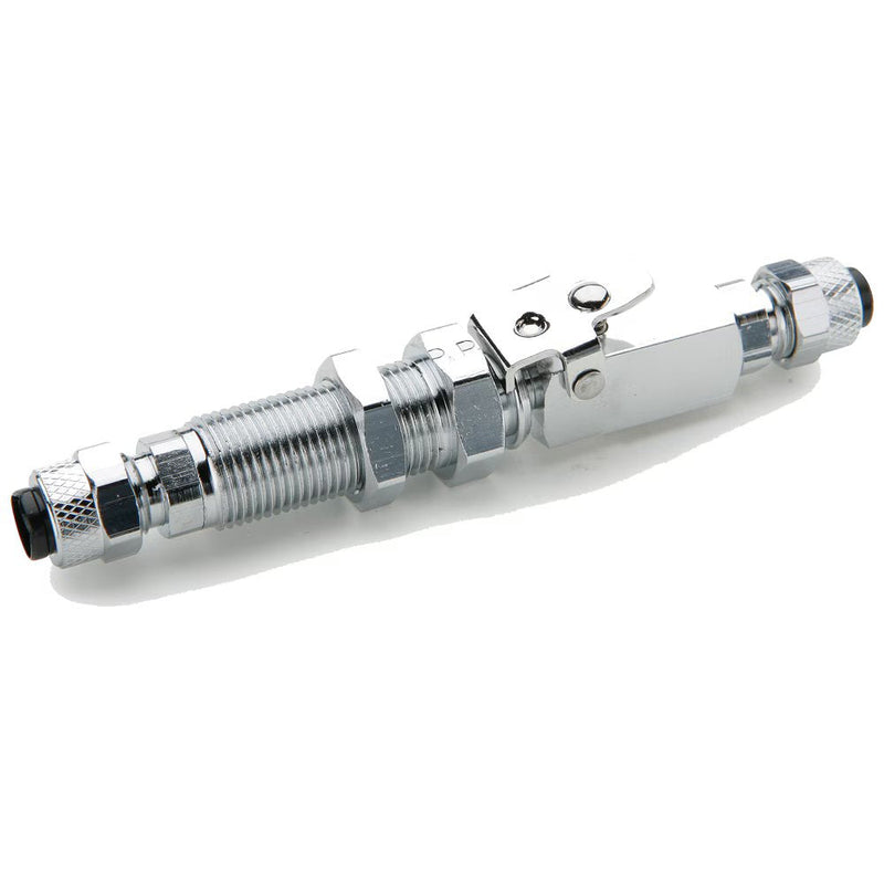 394PD-6-6 by Parker | Poly-Tite Fittings | Double End Shutoff Bulkhead Quick Coupler | 3/8" Tube Size x 11/16" Thread | 13/16" Hex | 3.48" Length | Straight | Chrome Plated Brass | Pack of 5