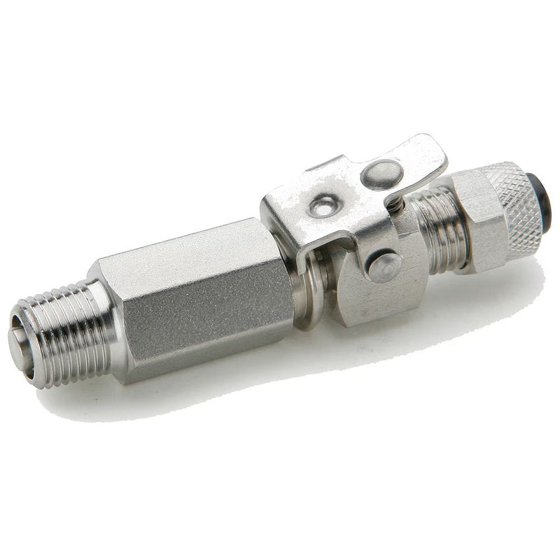 398PSS-6-4 by Parker | Poly-Tite Fittings | Single End Shut-Off Connector Quick Coupler | 3/8" Tube OD Connector x 1/4" Male Pipe Thread | .625" Hex | 2.70" Length | Straight | Stainless Steel