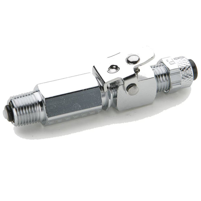 398P-4-2 by Parker | Poly-Tite Fittings | Single End Shutoff Pipe Connector Quick Coupler | 1/4" Tube Size Connector x 1/8" Male Pipe Thread x 3/8" Thread | 1/2" Hex | 2.45" Length | Straight | Chrome Plated Brass | Pack of 5