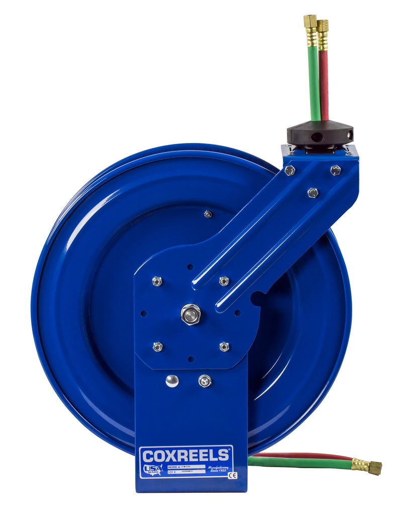 P-WL-140 by Coxreels | P-W Series | 200 PSI Dual Hose Spring Driven Hose Reel for Oxy-Acetylene Welding | 1/4" Hose ID, 1/4" FNPT Inlet | Steel | 40ft Capacity, Hose Not Included