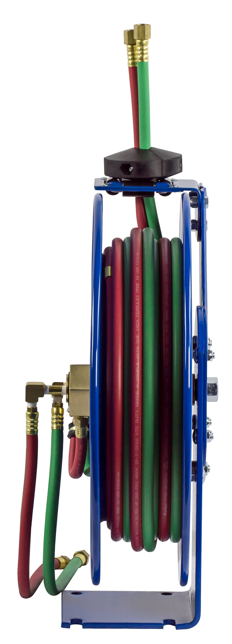 P-W-125 by Coxreels | P-W Series | 200 PSI Dual Hose Spring Driven Hose Reel for Oxy-Acetylene Welding | 1/4" Hose ID, 1/4" FNPT Inlet x 1/4" MNPT Hose End | Steel | 25ft EPDM Hose Included