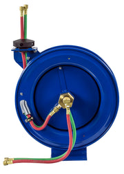 P-WTL-125 by Coxreels | P-W Series | 200 PSI Dual Hose Spring Driven Hose Reel for Oxy-Fuel Welding (T-Grade) | 1/4" Hose ID, 1/4" FNPT Inlet | Steel | 25ft Capacity, Hose Not Included