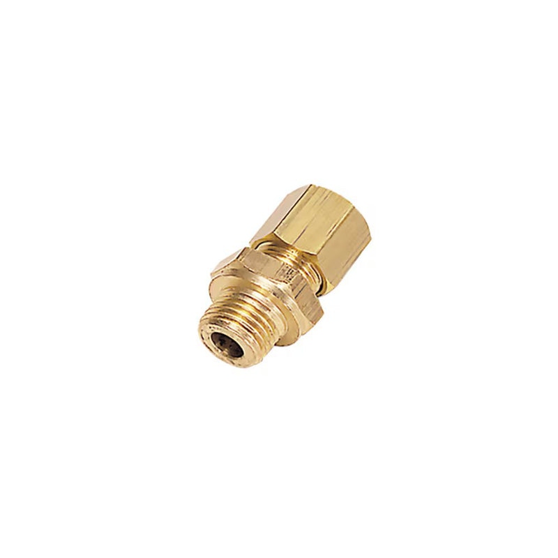 0101 10 71 by Parker | Legris Stud Fitting | 10 mm Tube Size x M14x1.5 Male M14 Metric Thread | 17 mm Hex (F) | 19 mm Hex (F1) | 32 mm Length | Straight | Brass
