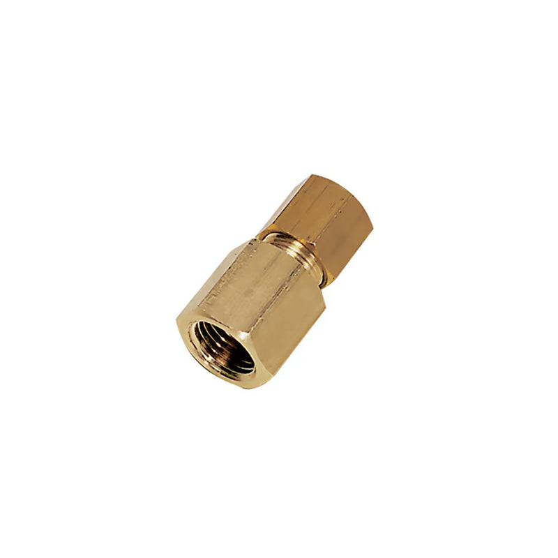 0114 08 13 by Parker | Legris Stud Fitting | 8 mm Tube Size x 1/4" Female BSPP Thread | 17 mm Hex (F) | 14 mm Hex (F1) | 33 mm Length | Straight | Brass