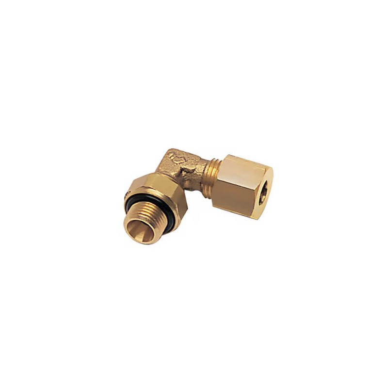 0199 10 13 by Parker | Legris Stud Orientable Fitting | 10 mm Tube Size x 1/4" Male BSPP Thread | 19 mm Hex (F) | 19 mm Hex (F1) | 90° Elbow | Brass