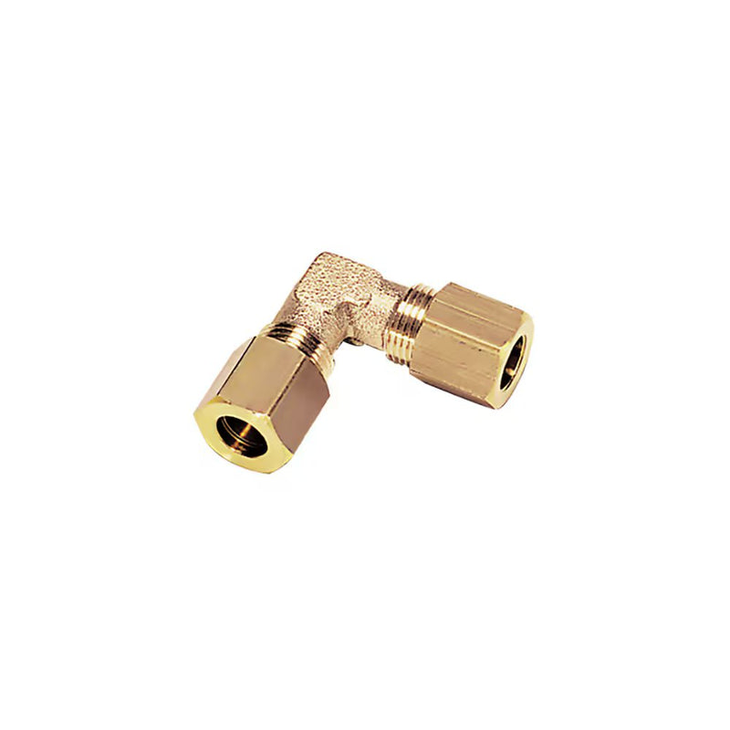 0102 04 00 by Parker | Legris Tube-to-Tube | 4 mm Tube Size | 10 mm Hex | 90° Elbow | Brass