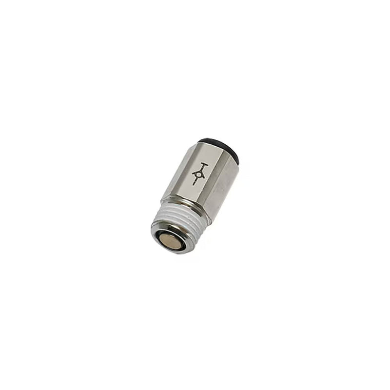 3091 56 11 by Parker | Self-Sealing Fitting | 1/4" Push-to-Connect x 1/8" Male NPT Thread | 13 mm Hex | .90" Length | Straight | Nickel-Plated Brass