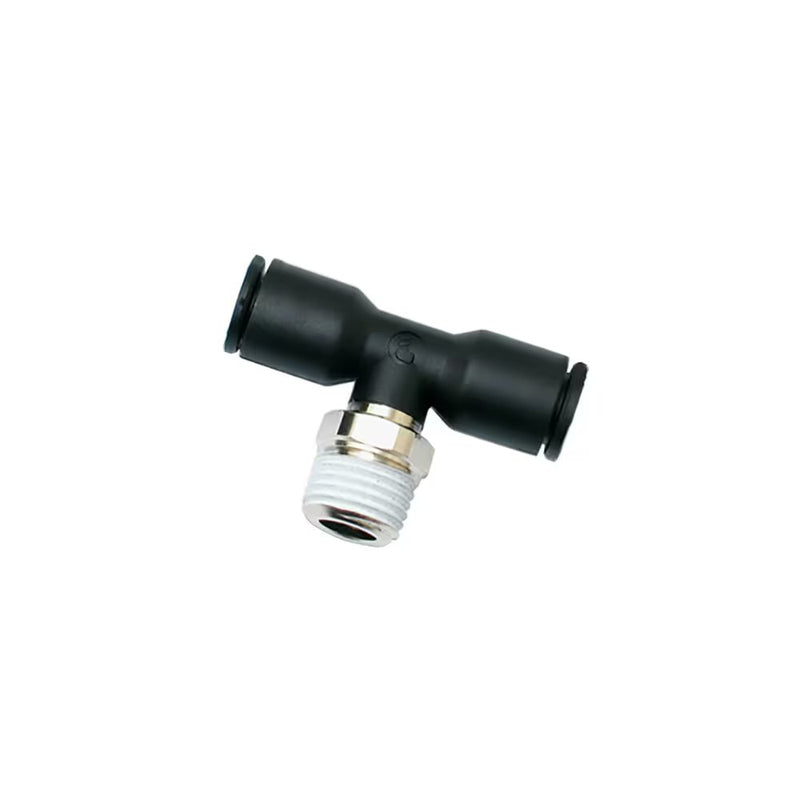 3108 10 17 by Parker | Legris Stud Fitting | 10 mm Push-to-Connect x 3/8" Male Swivel BSPT Thread | 17 mm Hex | Tee | Polymer