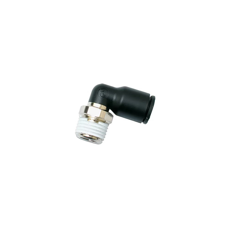 3109 06 11 by Parker | Legris Stud Fitting | 6 mm Push-to-Connect x 1/8" Male Swivel NPT Thread | 11 mm Hex | 90° Elbow | Polymer