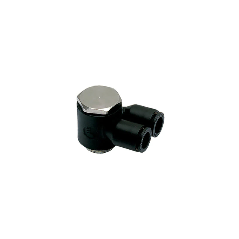 3149 10 17 by Parker | Legris Banjo Fittings | 10 mm Tube Size x 3/8" Male BSPP Thread | 42 mm Length | Twin Banjo | Polymer