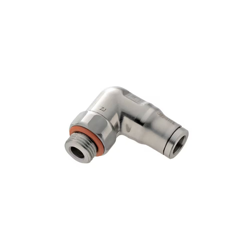 3879 06 13 by Parker | Legris Stud Swivel Fitting | 6 mm Tube Size x 1/4" Male BSPP Thread | 17 mm Hex | 90° Elbow | 316L Stainless Steel | Pack of 2