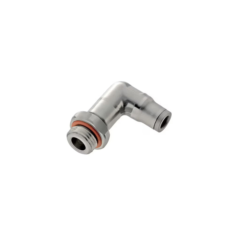 3899 04 19 by Parker | Legris Stud Swivel Fitting | 4 mm Tube Size x M5x0.8 Male M5 Metric Thread | 10 mm Hex | 90° Elbow | 316L Stainless Steel