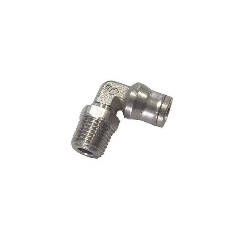 3609 60 22 by Parker | Metal Push-to-Connect Fitting | 3/8" Push-to-Connect x 1/2" Male NPT Thread | 22 mm Hex | 90° Elbow | Nickel-Plated Brass