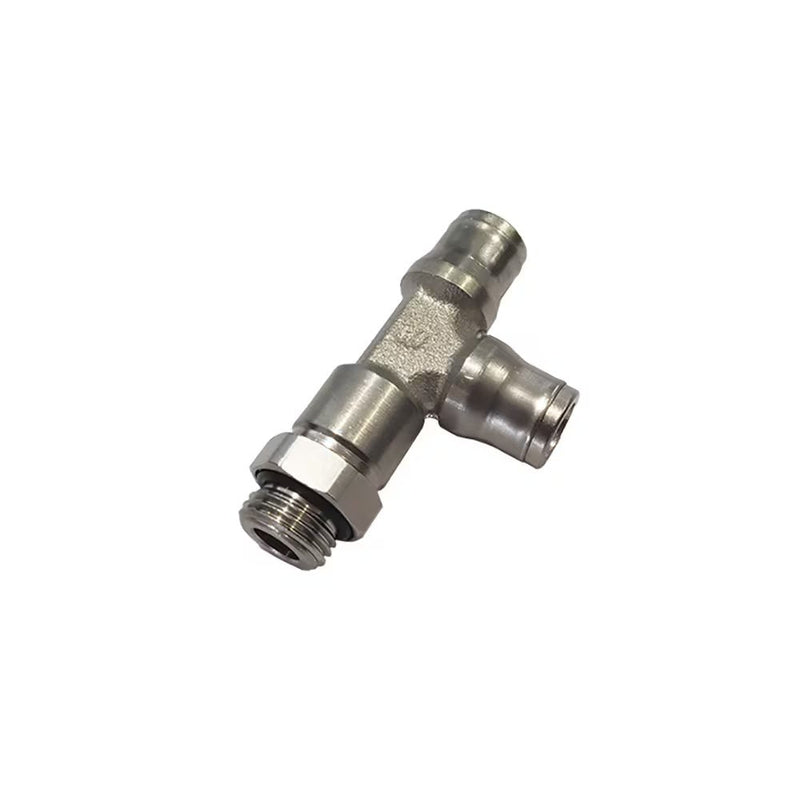 3693 08 13 by Parker | Legris Stud Swivel Fitting | 8 mm Tube Size x 1/4" Male BSPP Thread | 16 mm Hex | Tee | Nickel-Plated Brass