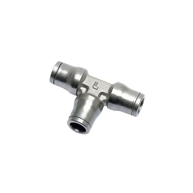 3604 53 00 by Parker | Metal Union Push-to-Connect Fitting | 1/8" Push-to-Connect x 1/8" Push-to-Connect x 1/8" Push-to-Connect | Tee | Nickel-Plated Brass | Pack of 10