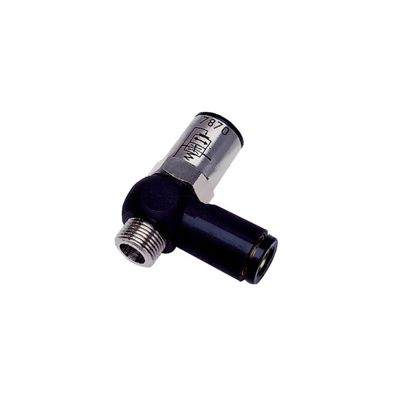 7870 10 17 by Parker | Legris Soft Start Fitting for Control Valve | 10 mm Tube Size x 3/8" Male BSPP Thread | 22 mm Hex | 90° Elbow | Polymer