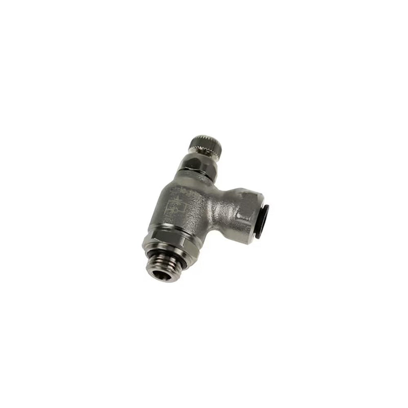 7101 08 13 by Parker | Legris Compact Flow Regulator | 8 mm Tube Size x 1/4" Male BSPP Thread | 19 mm Hex | 90° Elbow | Nickel-Plated Brass