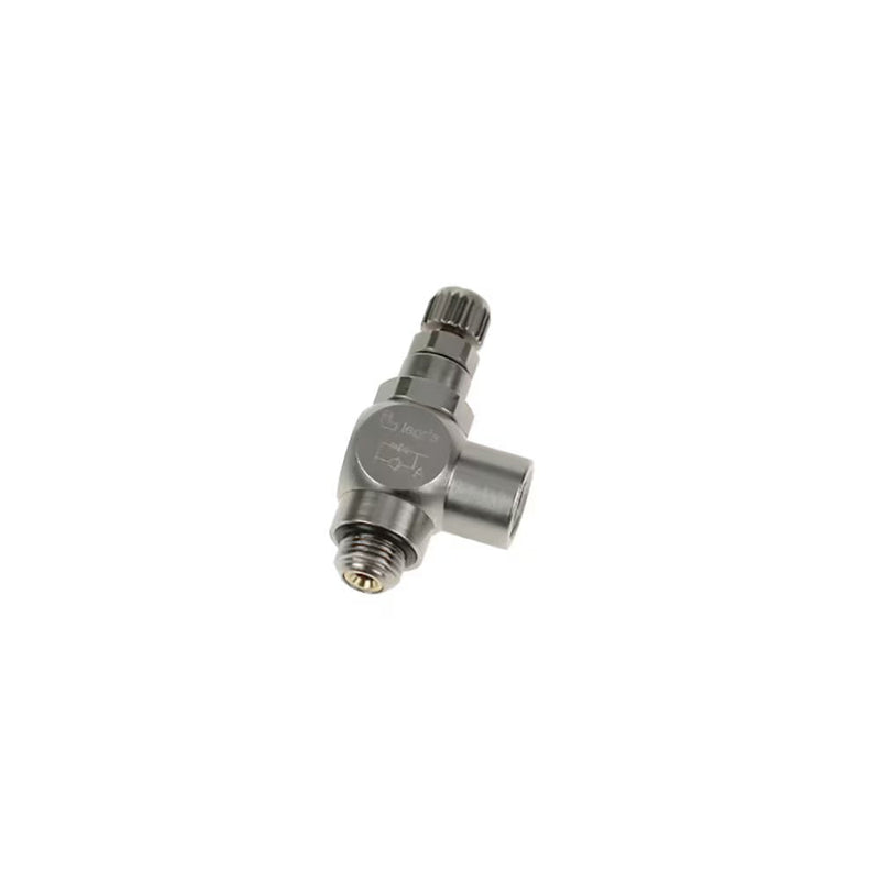 7190 10 10 by Parker | Legris Miniature Flow Regulator Exhaust | 1/8" Male/Female BSPP Thread | 13 mm Hex | 90° Elbow | Nickel-Plated Brass | Pack of 10