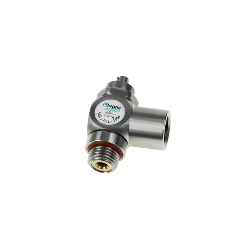 7812 13 13 by Parker | Legris Threaded Port Knobless Bi-Directional Flow Control | G1/4" Male BSPP Thread x G1/4" Female BSPP Thread | 1.89" Length | 90° Elbow | Stainless Steel