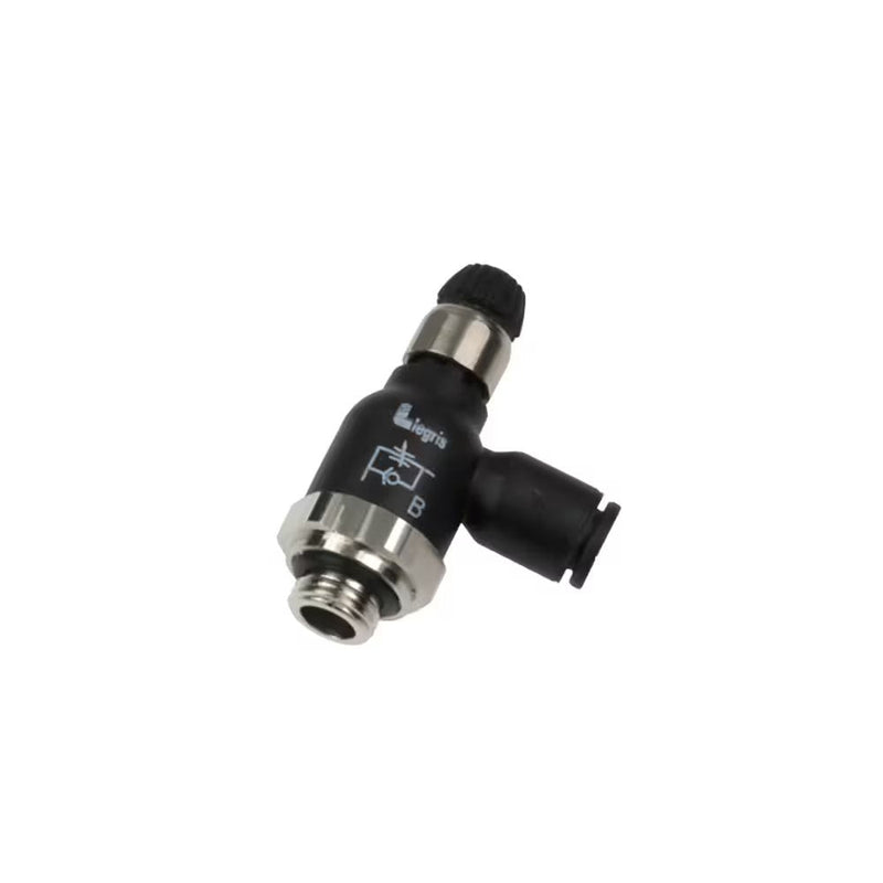 7061 10 13 by Parker | Legris Compact Flow Regulator | 10 mm Tube Size x 1/4" Male BSPP Thread | 23 mm Hex | 90° Elbow | Polymer