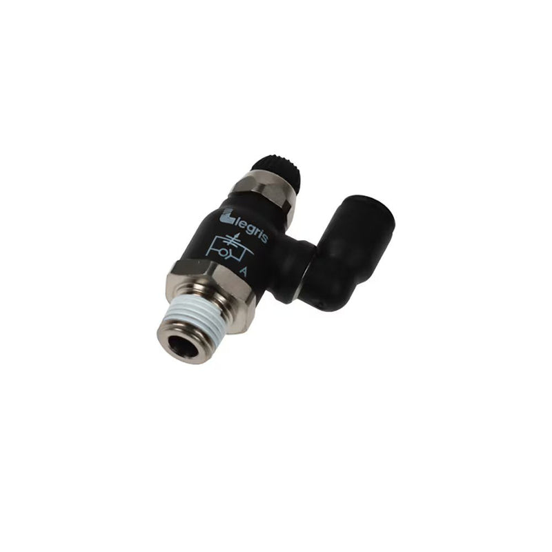 7045 56 14 by Parker | Legris Compact Swivel Outlet Flow Control | 1/4" Push-to-Connect x 1/4" Male NPT Thread | 19 mm Hex | Multi-Directional
