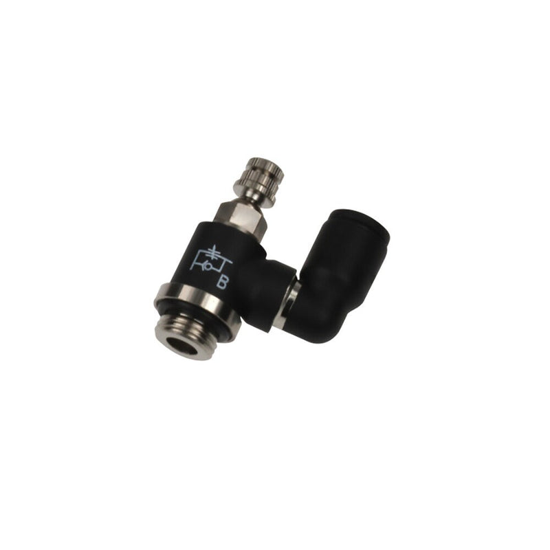 7649 04 19 by Parker | Legris Miniature Swivel Outlet Flow Regulator Supply | 4 mm Tube Size x M5x0.8 Male M5 Metric Thread | 6 mm Hex | Multi-Directional | Polymer