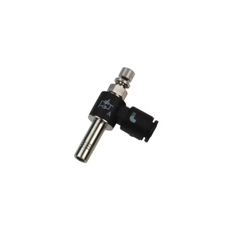 7630 06 00 by Parker | Legris Miniature Plug-In Flow Regulator | 6 mm Tube Size | 46 mm Max Length | 90° Elbow | Polymer