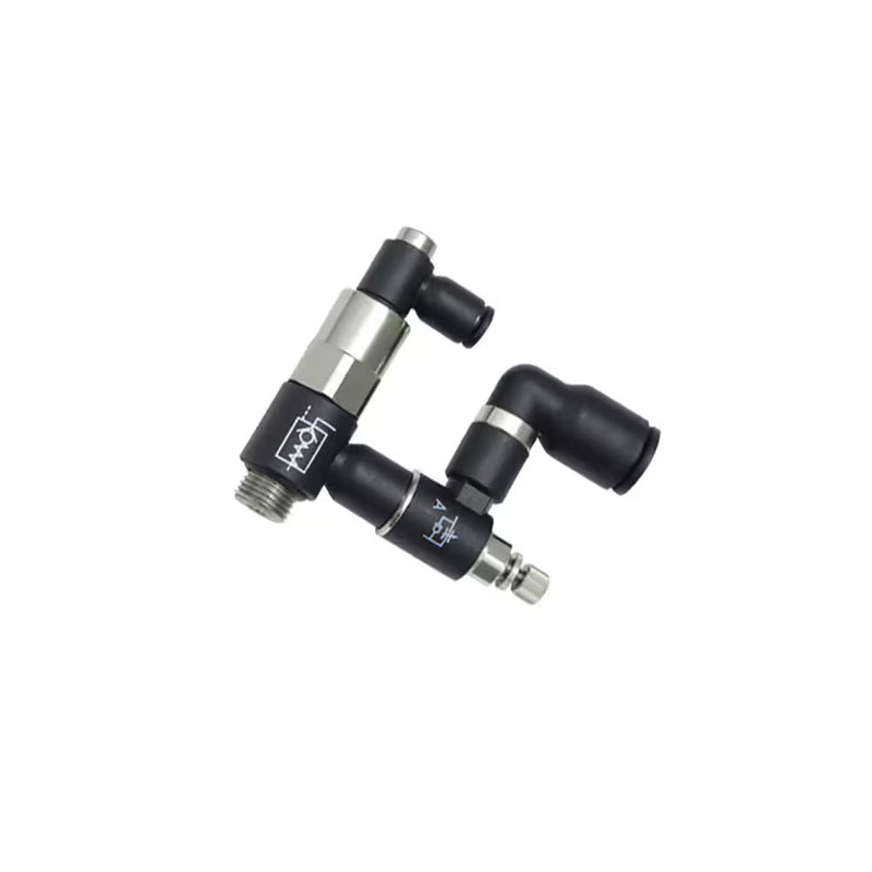 7894 08 17 by Parker | Legris Piloted Non-Return Valve with Flow Regulator Exhaust | 8 mm Tube Size x 3/8" Male BSPP Thread | 20 mm Hex (F1) | 14 mm Hex (F2) | 78.75 mm Length | Multi-Directional | Polymer