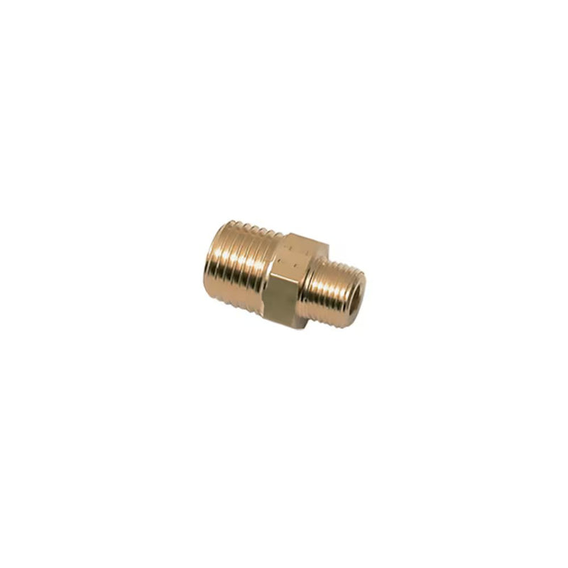 0121 27 13 by Parker | Legris Unequal Adapter | 3/4" Male BSPT Thread x 1/4" Male BSPT Thread | 27 mm Hex | 35 mm Length | Straight | Brass | Pack of 10