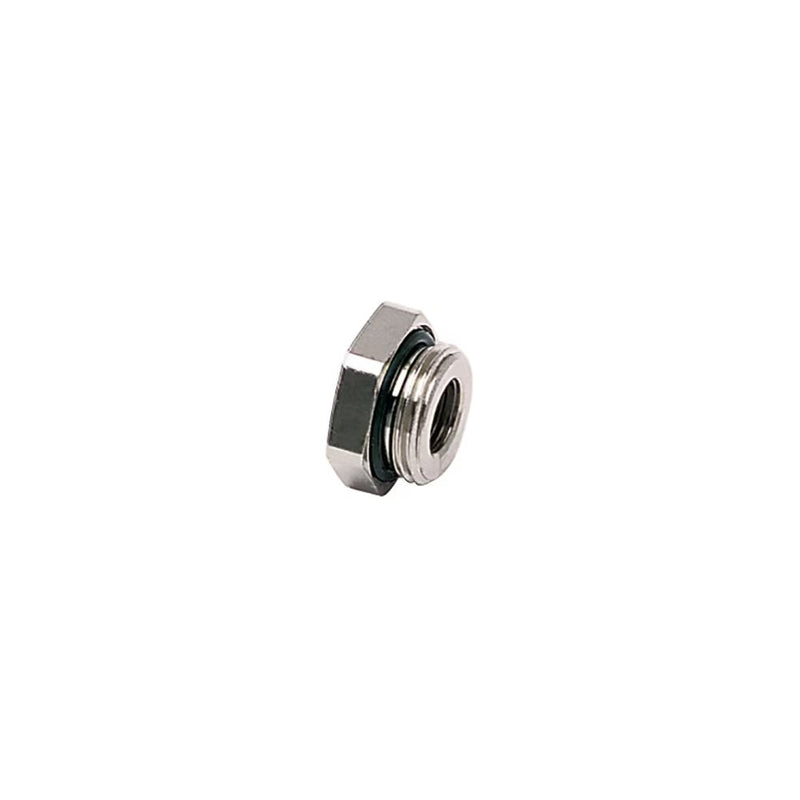 0178 13 10 by Parker | Legris Reducer | 1/4" Male BSPP Thread x 1/8" Female BSPP Thread | 16 mm Hex | 9.5 mm Length | Straight | Nickel-Plated Brass