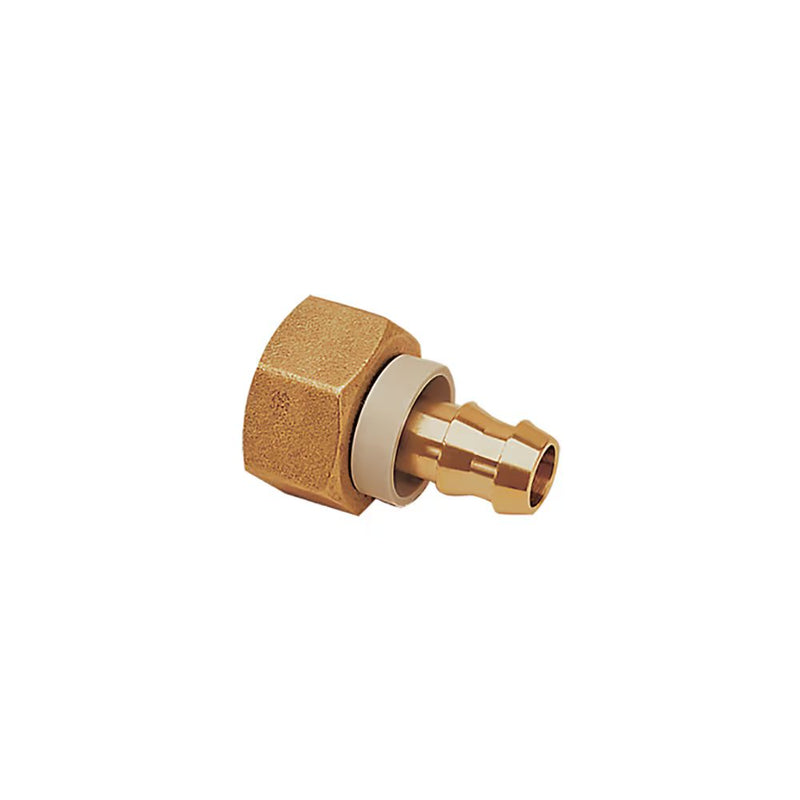 0132 10 60 by Parker | Legris Self-Fastening Barb Connector | 10 mm Tube Size x 9.5 mm Tube ID x 16 mm Tube OD | 19 mm Hex | 34 mm Length | Straight | Brass