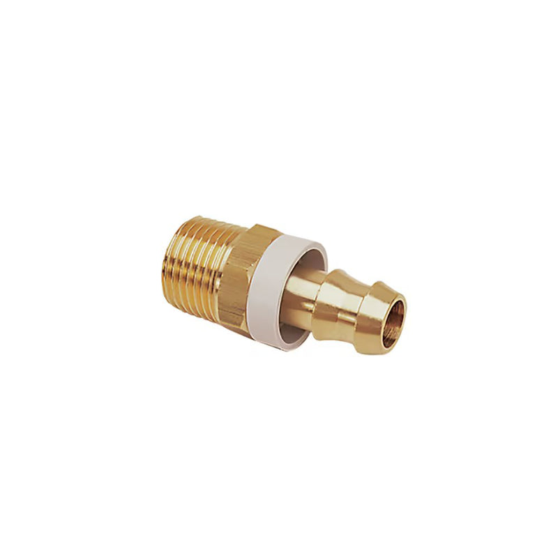 0134 60 13 by Parker | Legris Self-Fastening Barb Connector | 9.5 mm Tube ID x 16 mm Tube OD x 1/4" Male BSPT Thread | 14 mm Hex | 41 mm Length | Straight | Brass