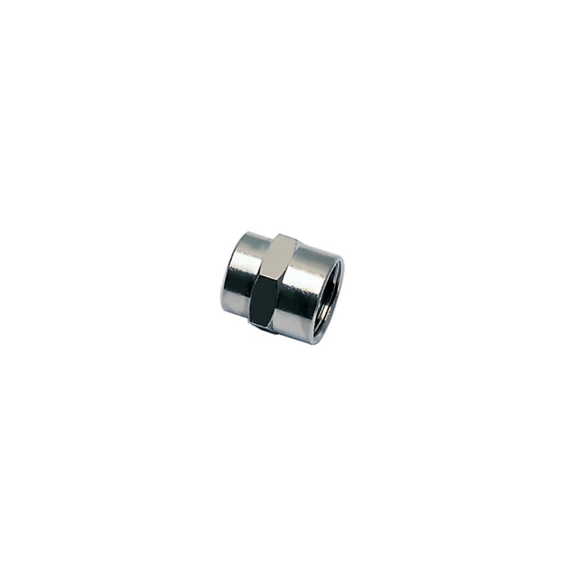 0902 00 19 by Parker | Legris Equal Adapter | M5x0.8 Female M5 Metric Thread | 8 mm Hex | 11 mm Length | Straight | Nickel-Plated Brass | Pack of 50