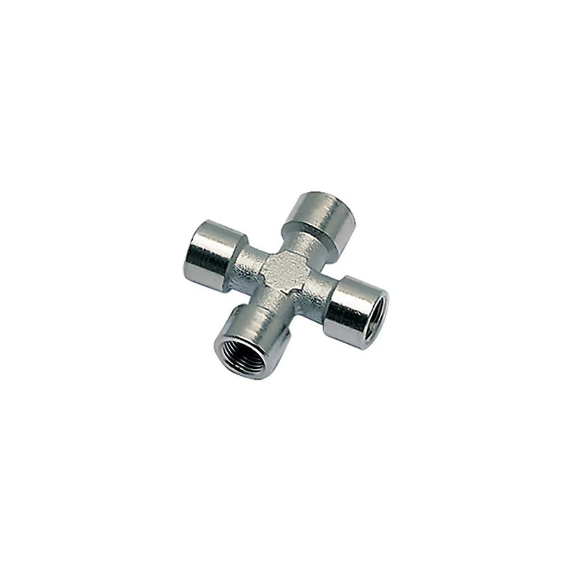 0908 00 17 by Parker | Legris Stud Fitting | 3/8" Female BSPP Equal Thread | 56 mm Length | Cross | Nickel-Plated Brass | Pack of 10