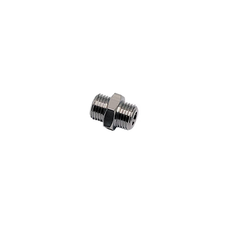 0901 19 10 by Parker | M5x0.8 Male M5 Thread x G1/8" Male BSPP Thread | 14 mm Hex | 14.5 mm Length | Adapter | Straight | Nickel-Plated Brass