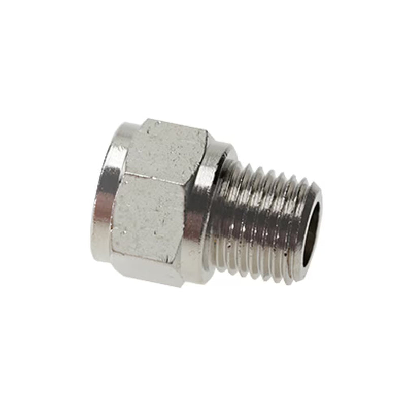 0933 17 21 by Parker | Legris Increaser | 3/8" Male BSPT Thread x 1/2" Female BSPP Thread | 24 mm Hex | Straight | Nickel-Plated Brass | Pack of 10